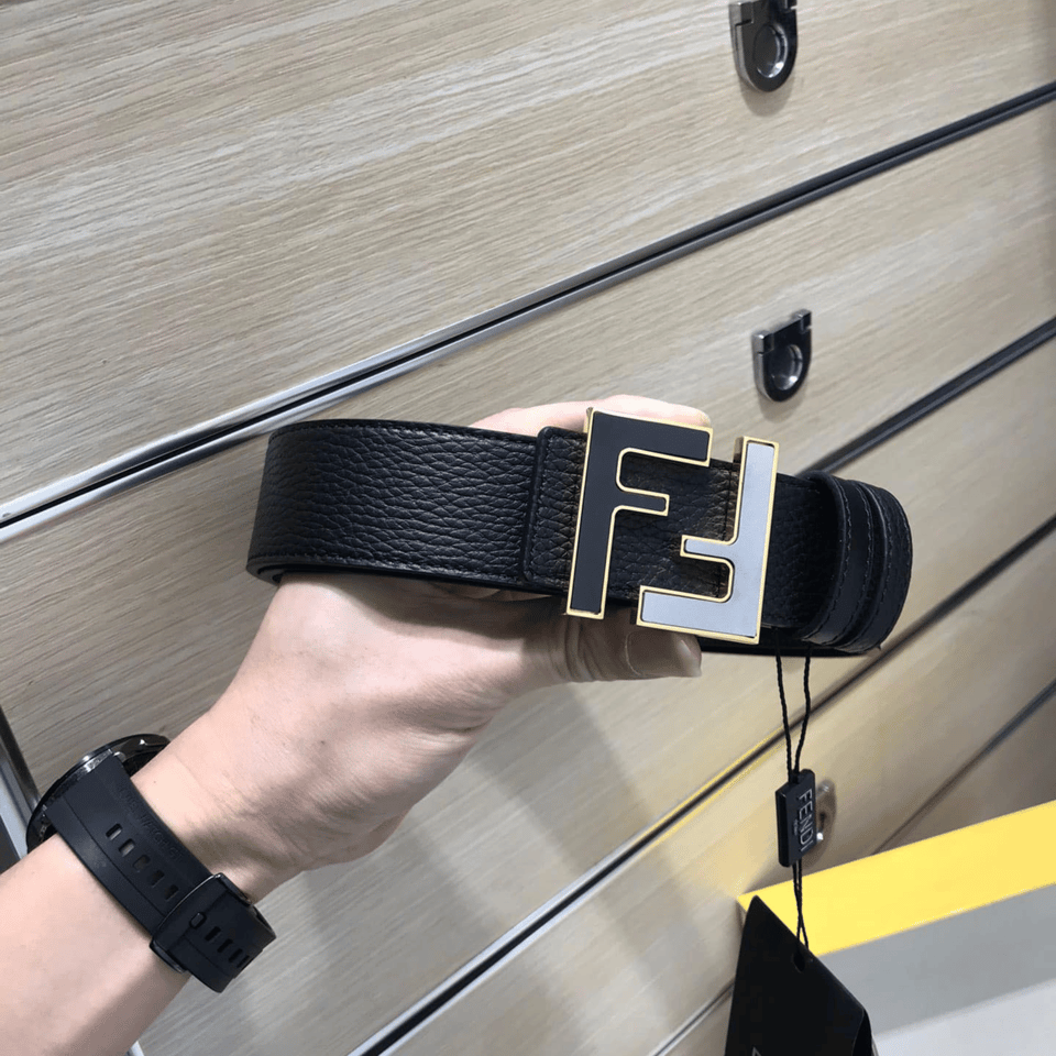Fendi Iconic FF Gold Buckle Leather 35mm Belt For Men view 3