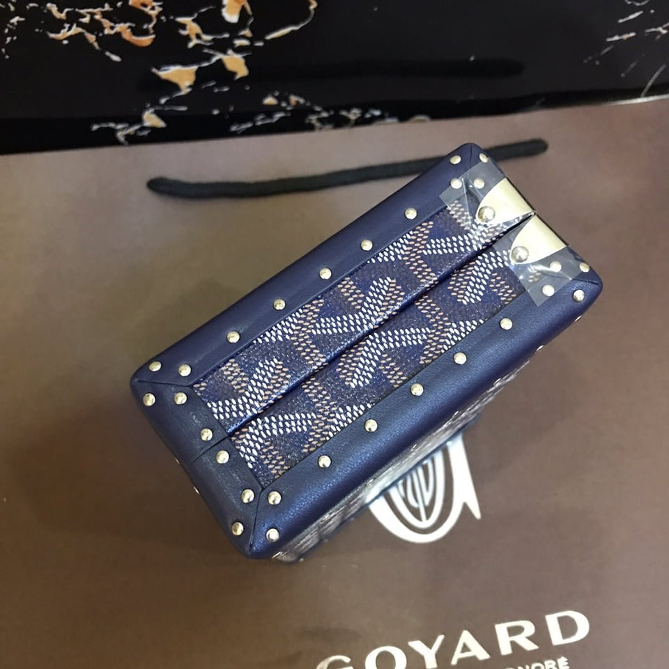 Goyard Minaudiere Trunk Bag 17Cm Navy Blue Canvas view 6