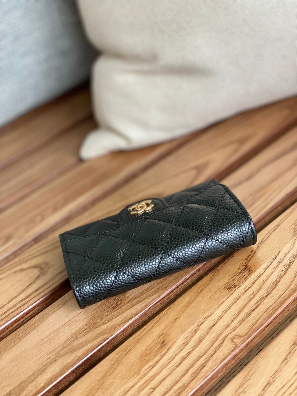 Chanel Small Wallet 11Cm Black Caviar Gold Hardware view 3
