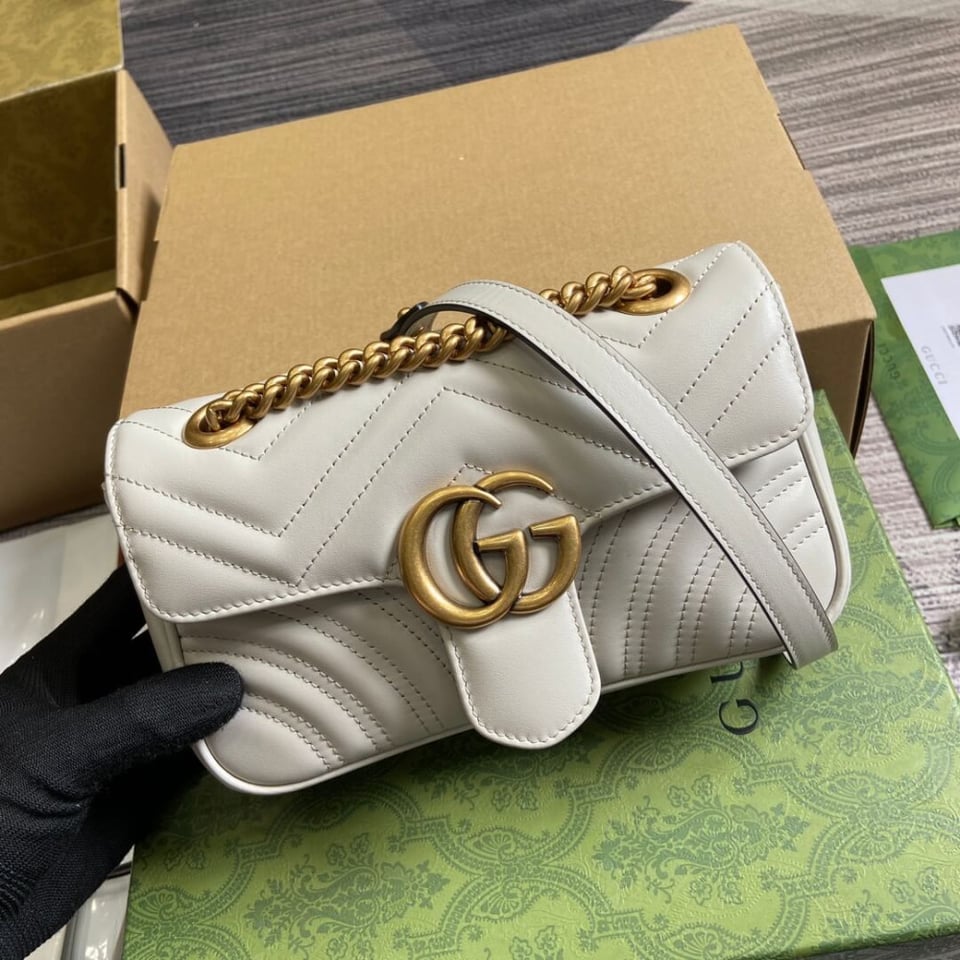 Gucci GG Marmont Matelasse Mini Bag Light Grey view 11