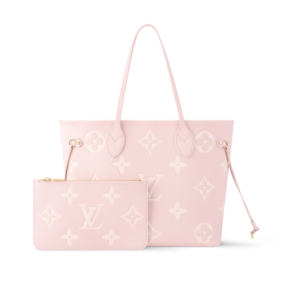 Louis Vuitton Neverfull MM Tote Bag Monogram Empreinte Pink/Quartz Pink/Beige 31cm M14210