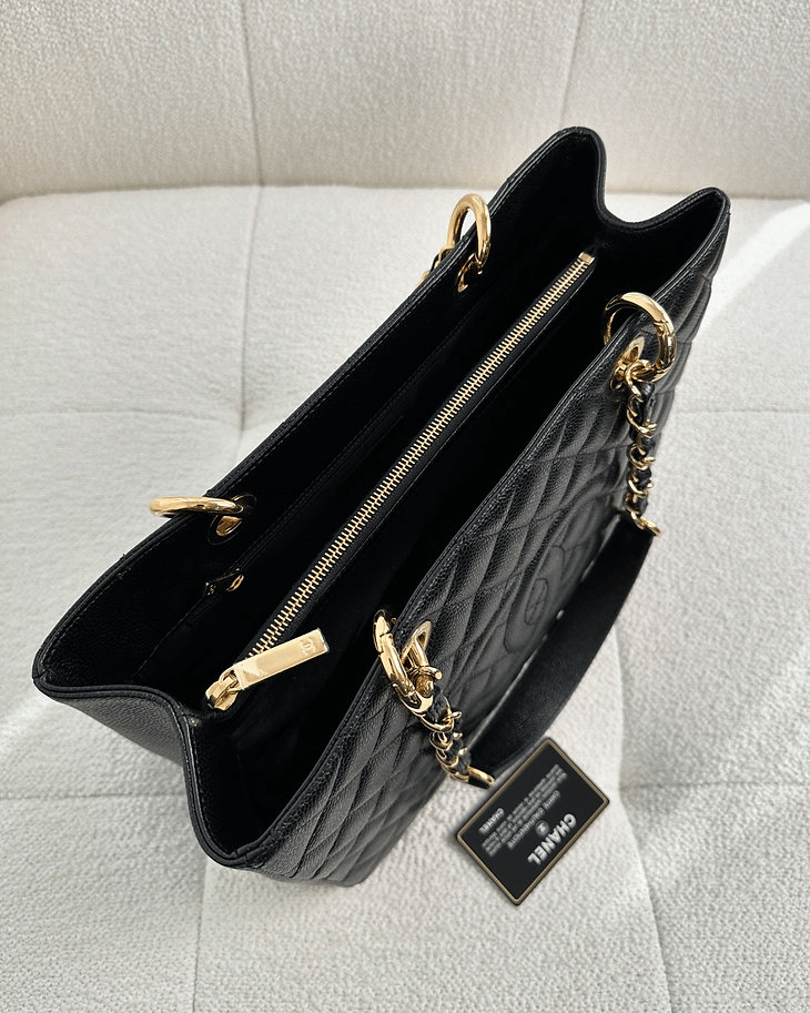 Chanel Classic Tote Bag Gold Toned Hardware Black 34cm view 7
