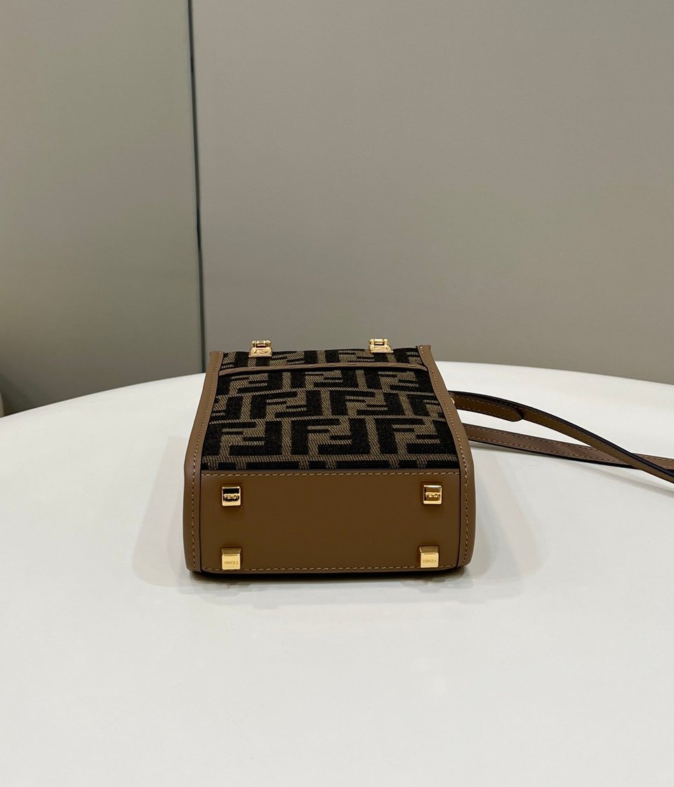 Fendi Mini Sunshine Shopper Brown Ff Fabric Mini Bag 18Cm view 6
