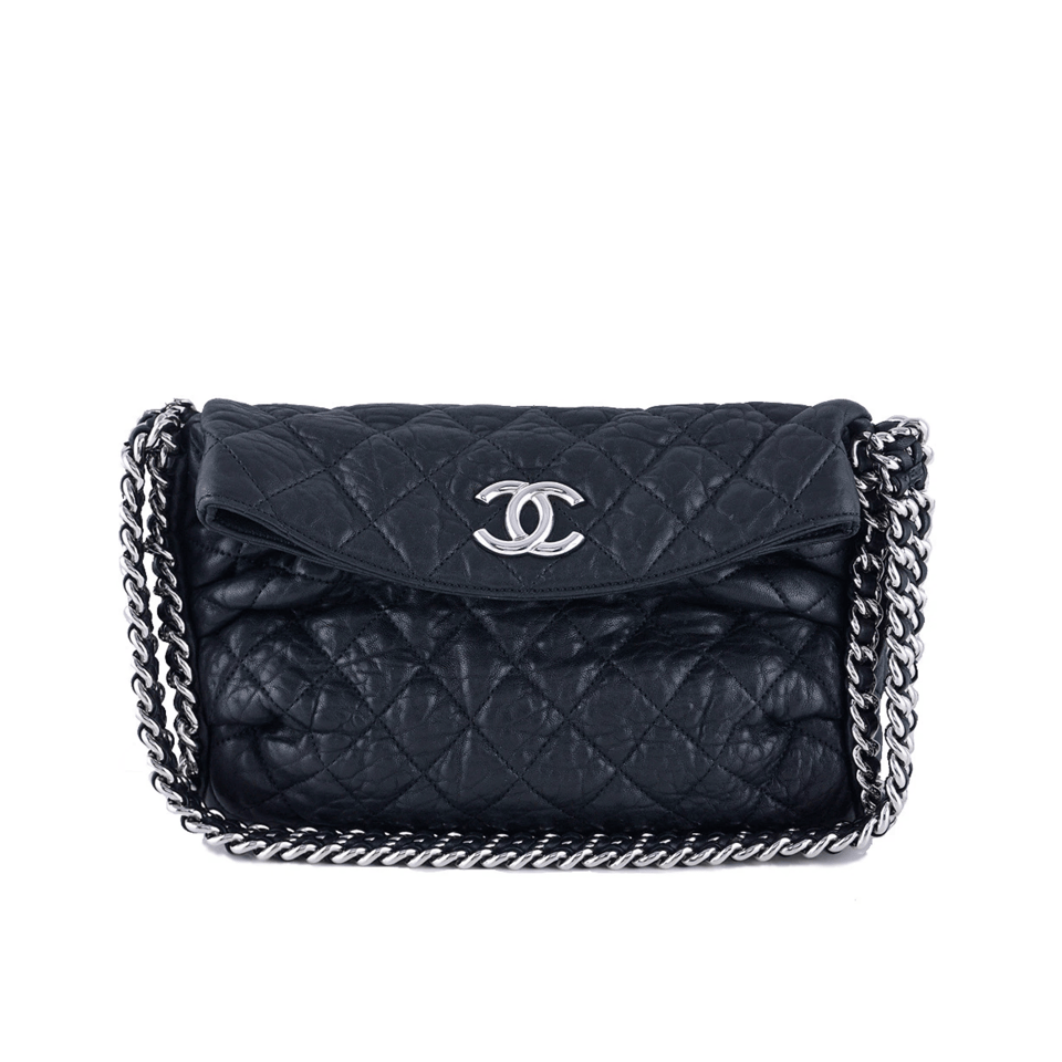 Chanel Black Quilted Washed Lambskin Chain Around Hobo 31cm view 2