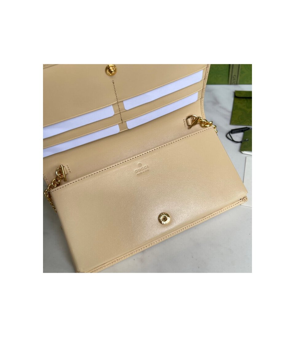 Gucci 1955 Horsebit Wallet With Chain in Beige Leather 19cm view 10