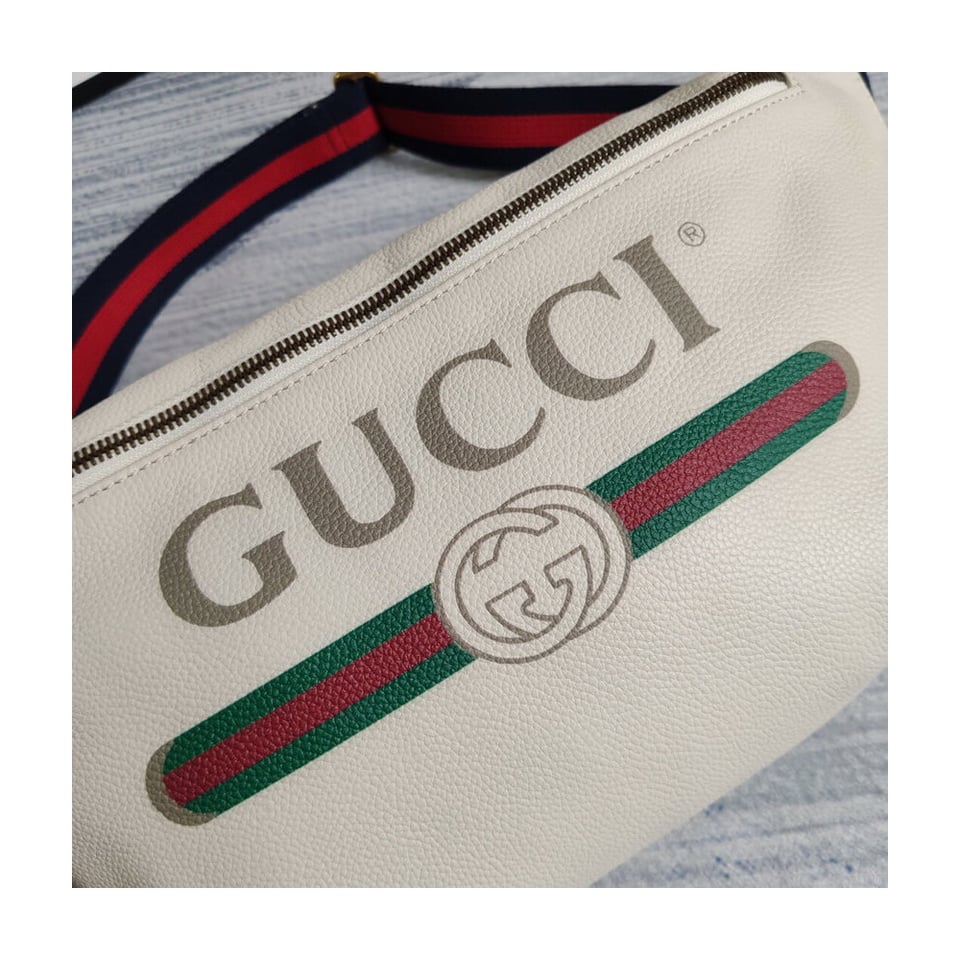 Gucci Print Leather Belt Bag White view 9
