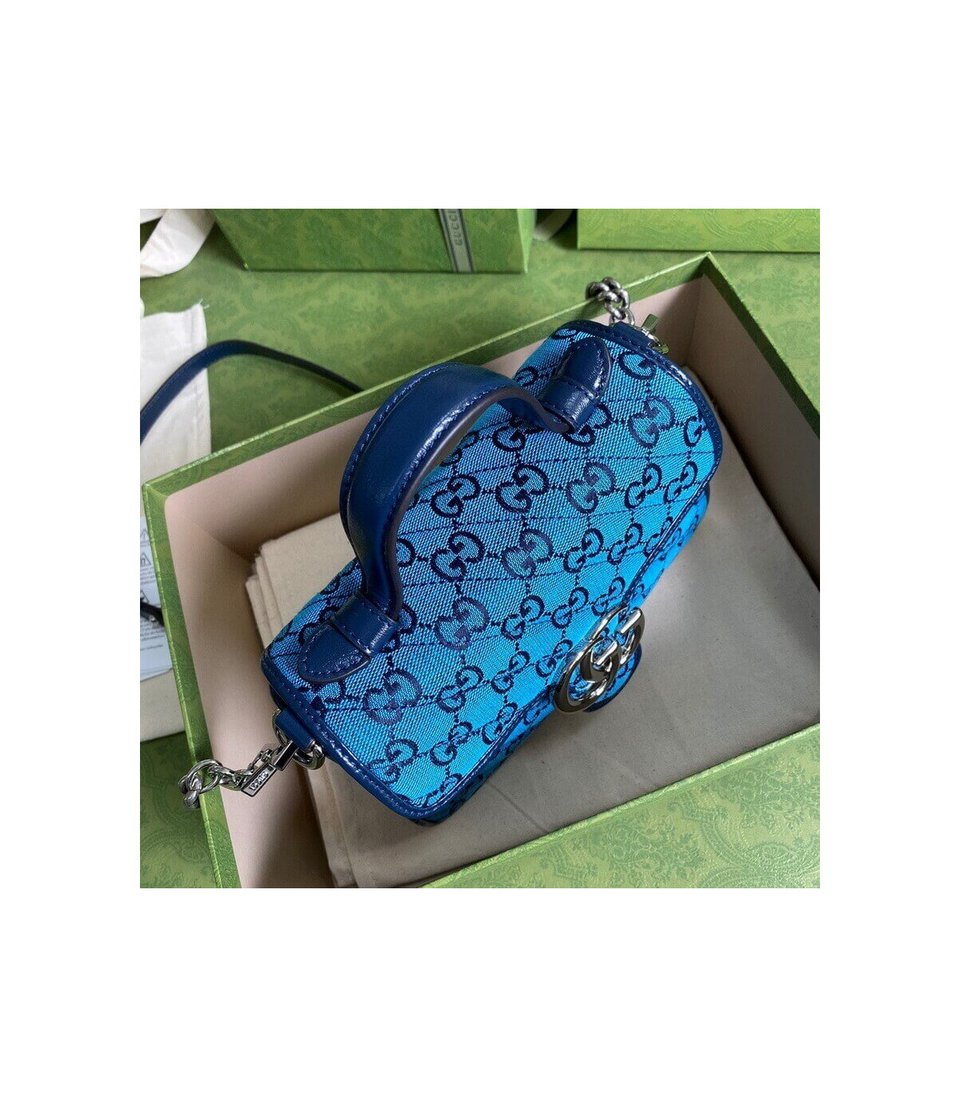 Gucci GG Marmont Multicolour Mini Top Handle Bag Blue view 6