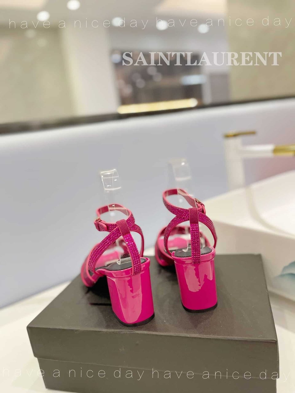 Saint Laurent Tribute Leather Sandals Metallic Pink view 10