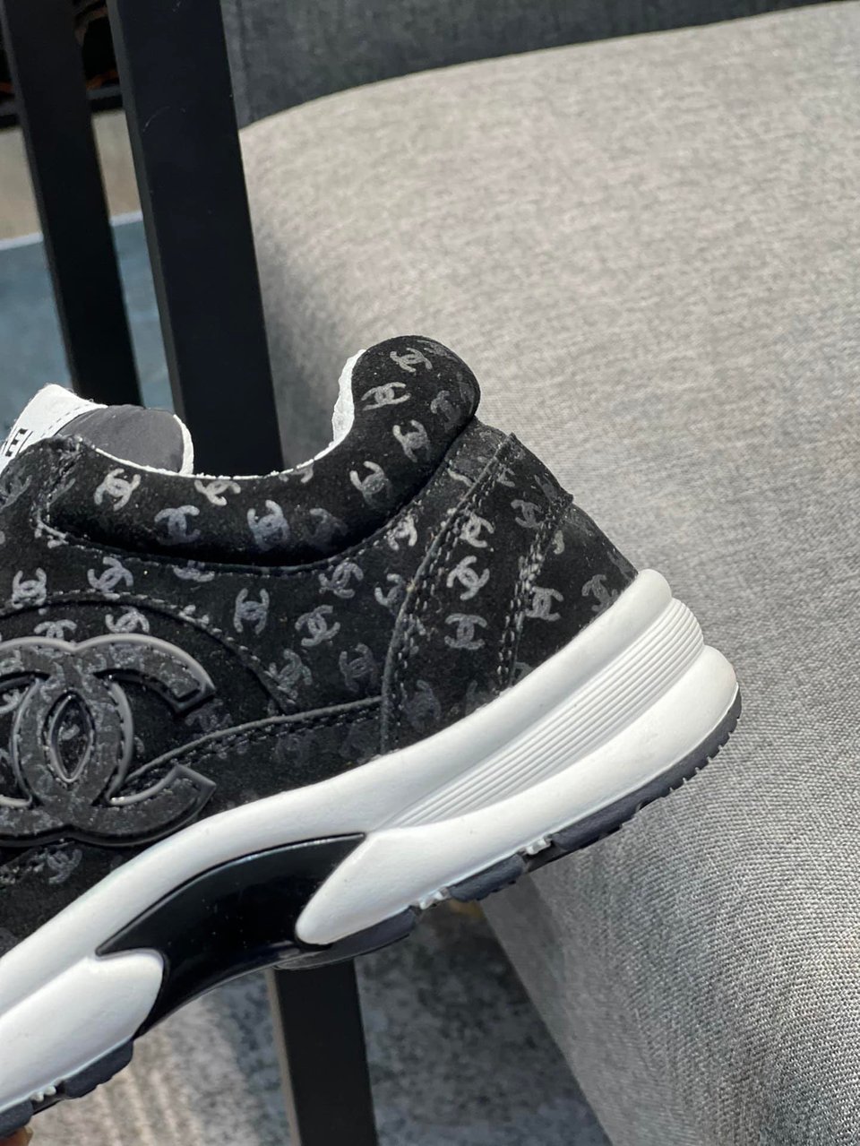 Chanel Cc Embossed Logo Suede Black view 8