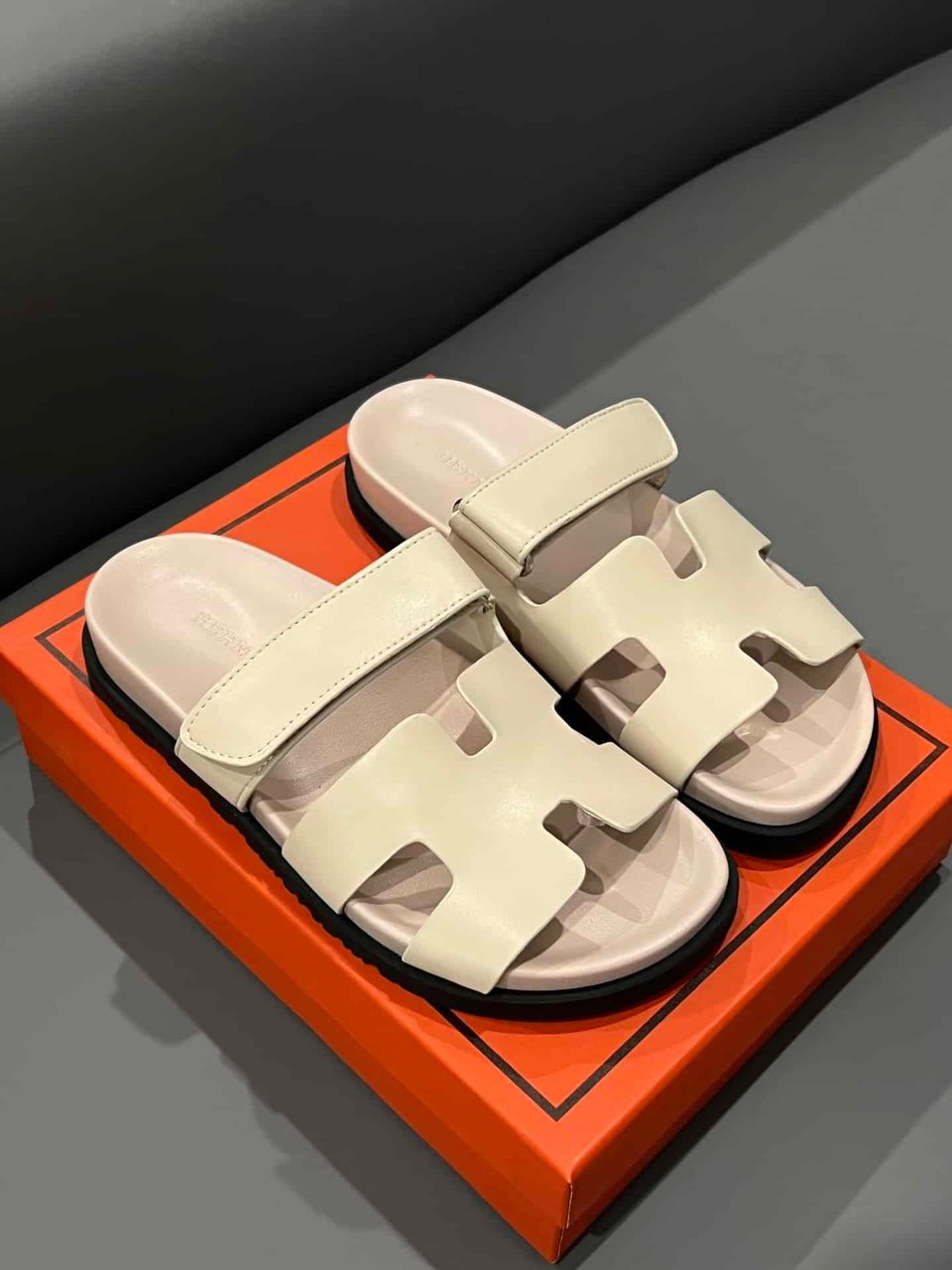 Hermes Chypre Sandal Calfskin Beige view 6