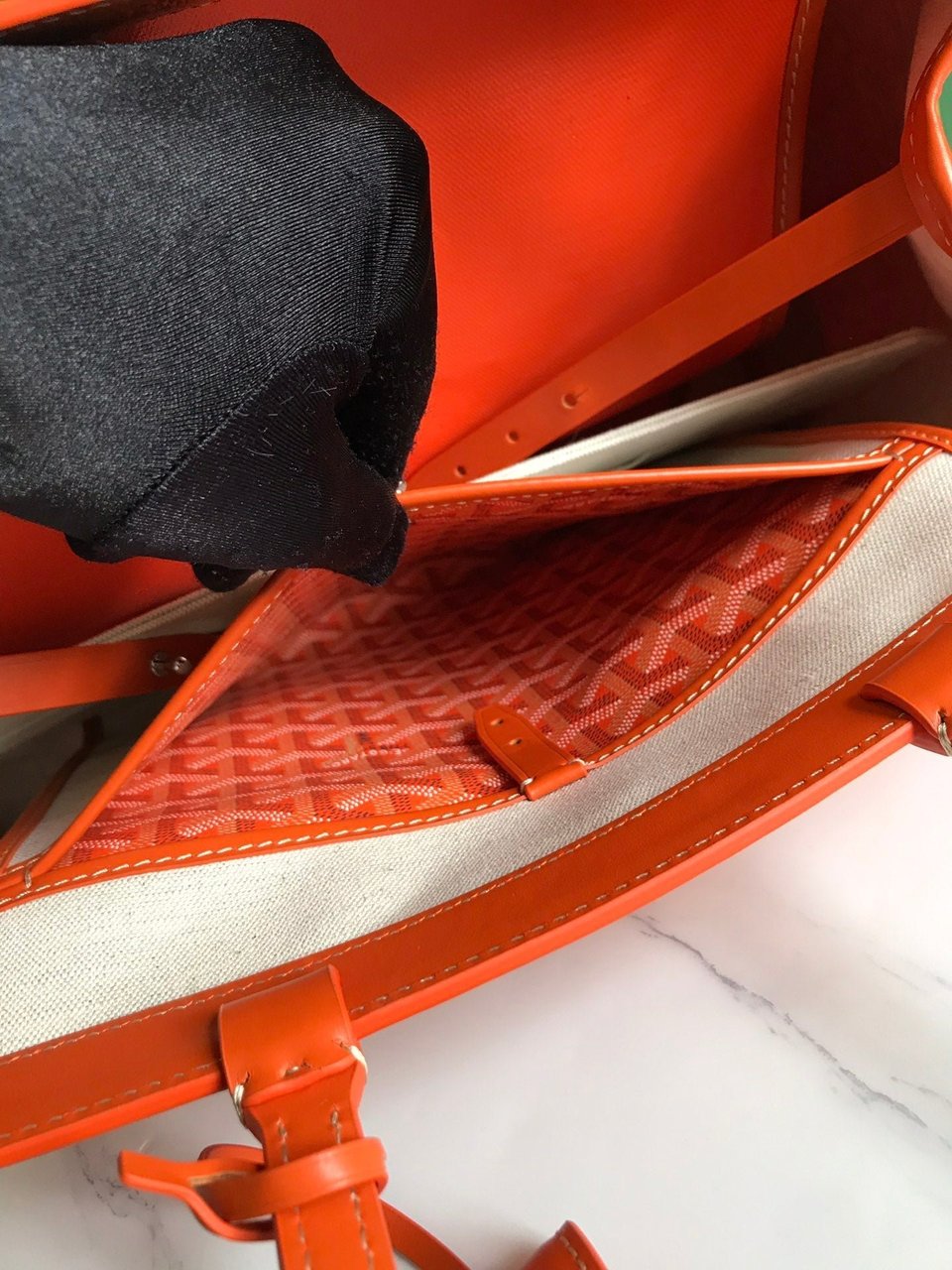 Goyard Bellechasse Biaude Pm Bag 36 Cm Orange Goyardine Canvas And Calfskin Trim view 9