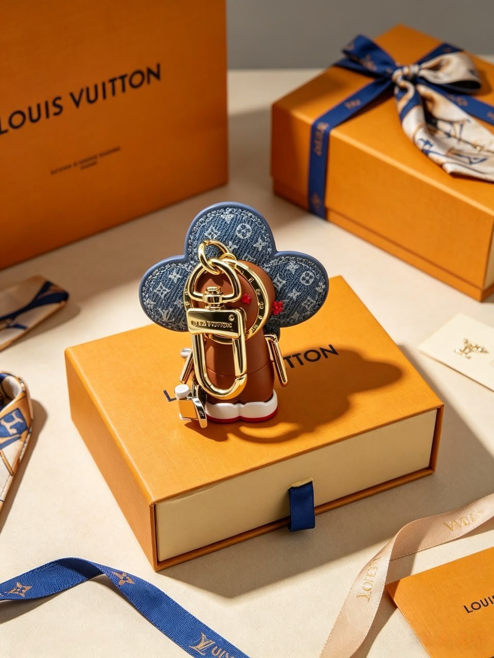 Louis Vuitton Vivienne Skateboard Denim Monogram Keychain 13.5cm/5.3in view 4