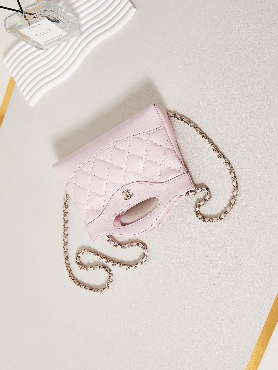 Chanel 24S31 Nano Shopping Bag 17.5Cm Light Pink Lambskin Gold Hardware view 8