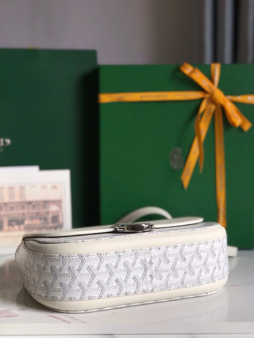 Goyard 233 Bag 25 Cm White Calfskin And Goyardine Canvas 25cm view 4