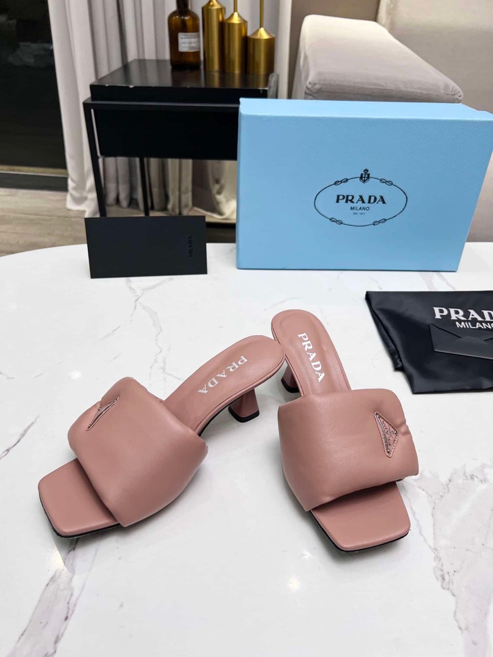 Prada Soft Padded Nappa Sandals Pink view 9