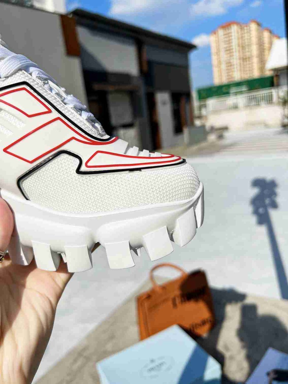Prada Cloudbust Thunder Sneakers With White And Red 2Eg2933Lgnf0009 view 4