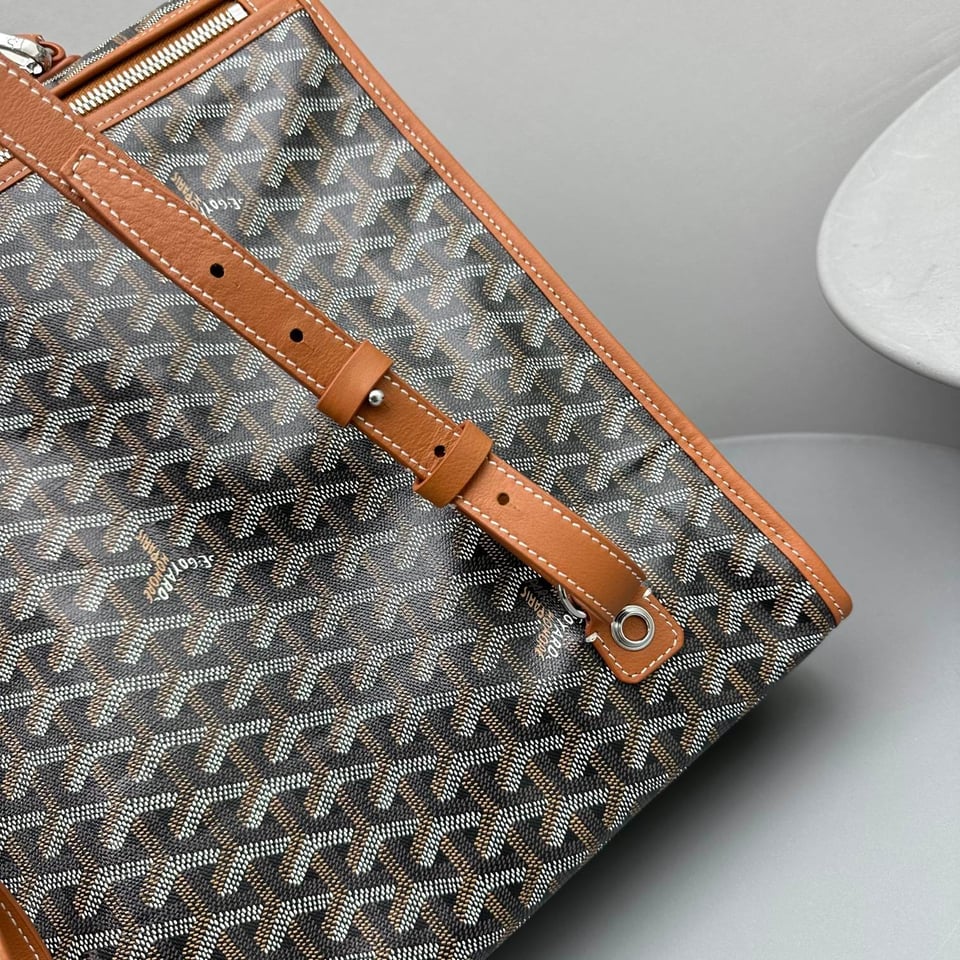 Goyard Leger Backpack 37 Cm Black Goyardine Canvas With Tan Calfskin Trim view 7