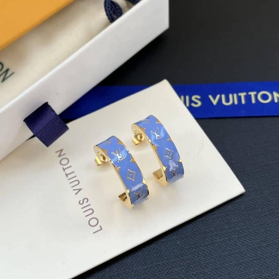 Louis Vuitton Nanogram Enamel Earrings Blue M01832 view 2