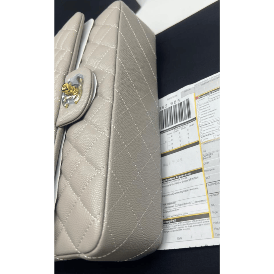 Chanel Classic Flap Bag 25 cm Grey- Gold Tone Hardware A01112 view 4