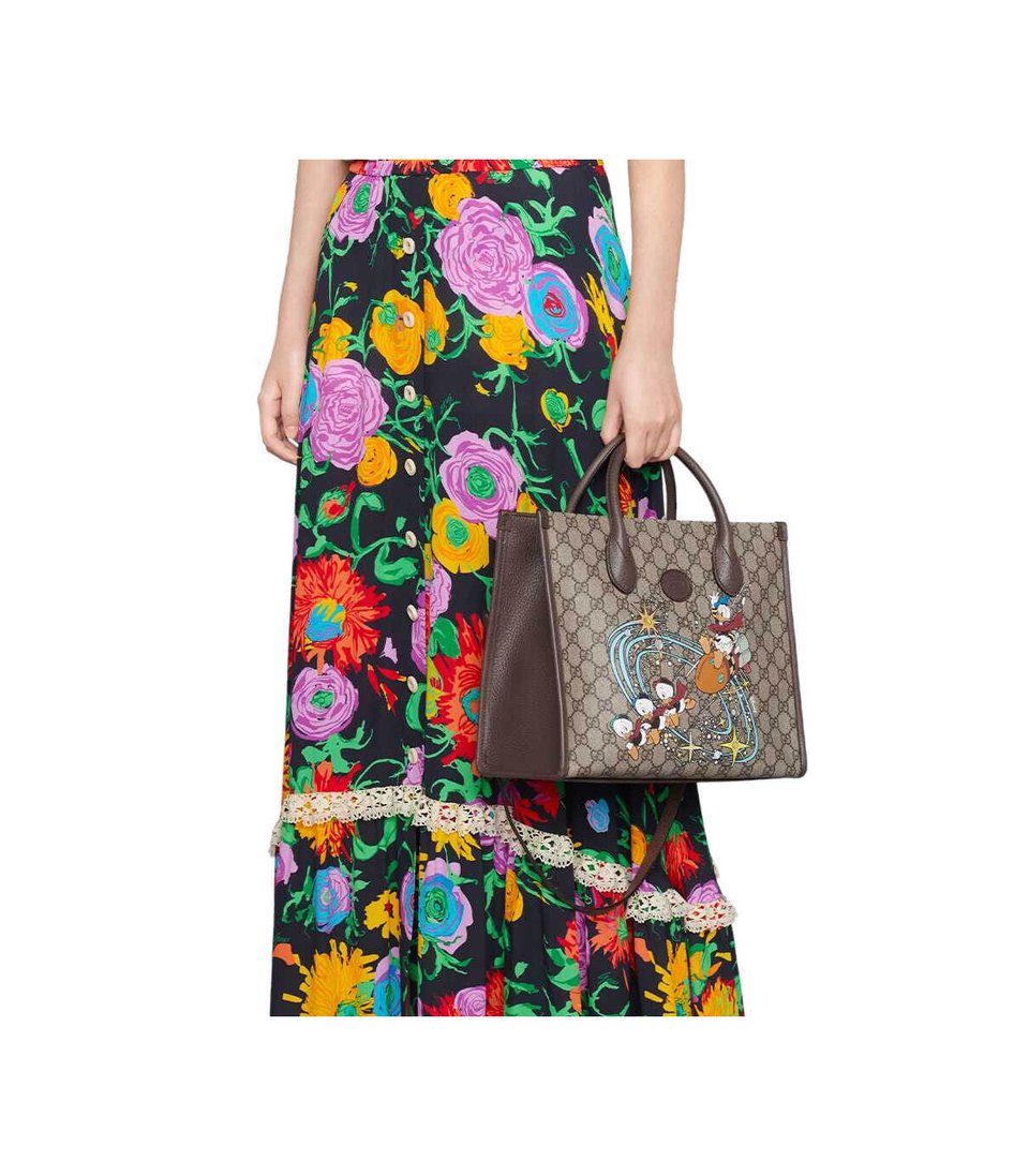 Gucci Beige GG Supreme Canvas Donald Duck Tote Bag 31cm view 3