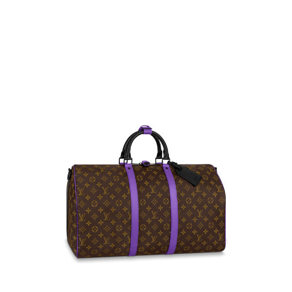 Louis Vuitton Keepall Bandouli Re 50 Brown And Purple Line Macassar Canvasm46257 view 2