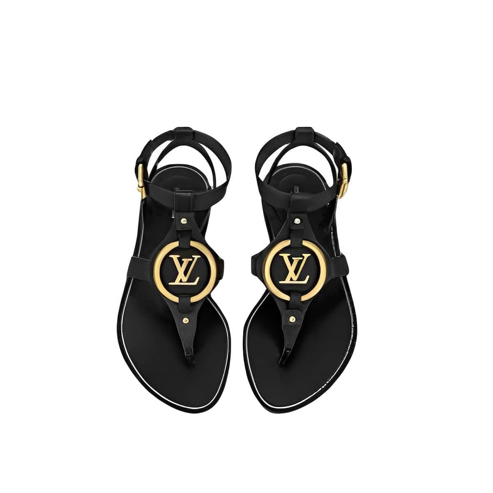 Louis Vuitton Leather Sandals Black view 2