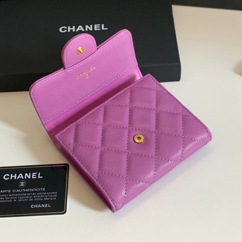 Chanel Flap Card Holder 11.5 Hot Pink Grained Calfskin Gold Icon view 4