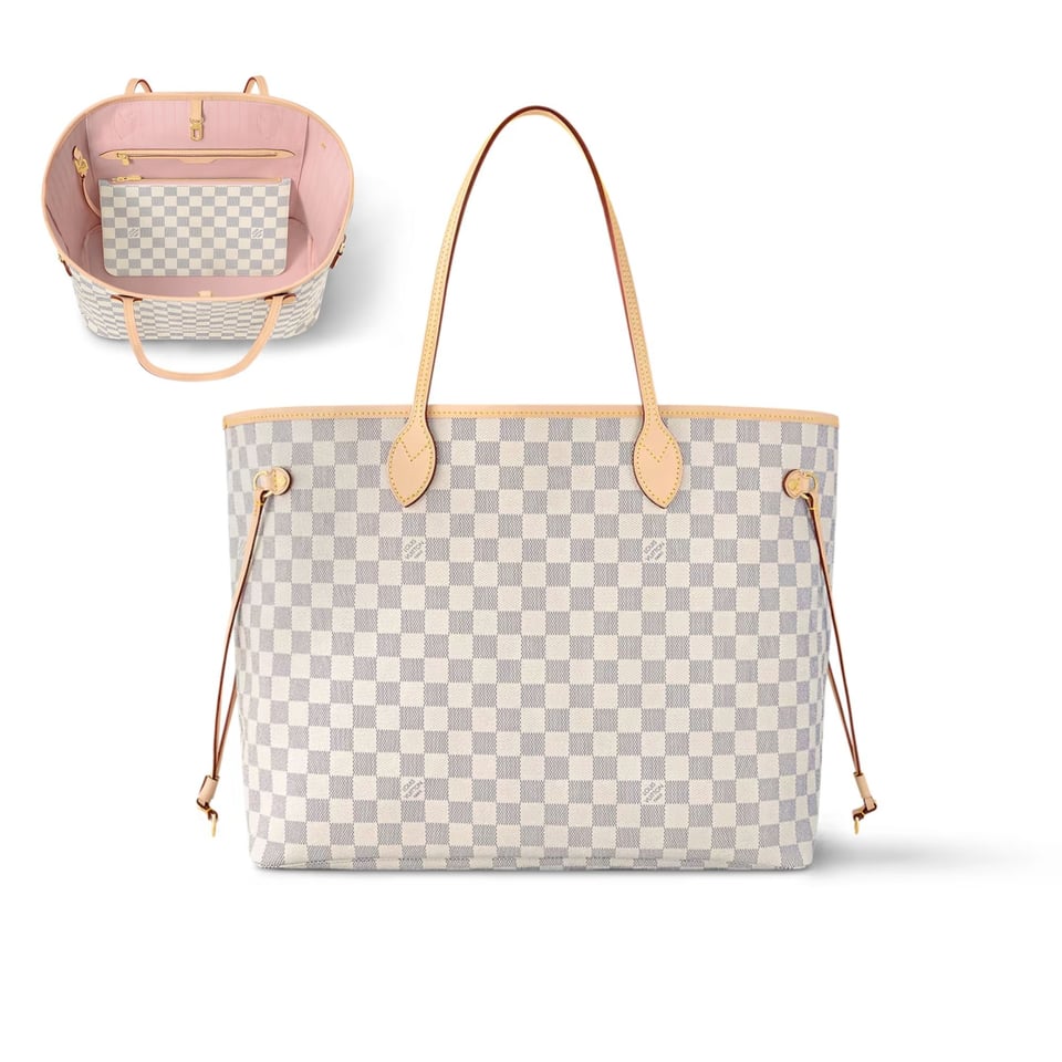 Louis Vuitton Neverfull GM Tote Bag Damier Azur Canvas Rose Ballerine 39cm N40601 view 2