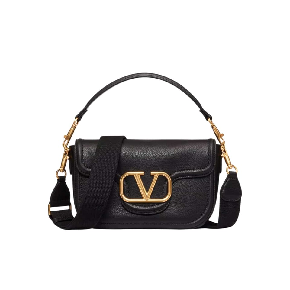 Valentino Garavani Alltime Grainy Calfskin Shoulder Bag Black 23Cm 5W0B0N20Imz 0No