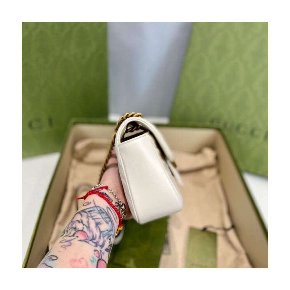 Gucci GG Marmont Matelasse Chevron Leather Mini Bag White view 10