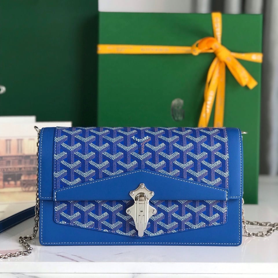 Goyard Duchesse Marie-Caroline Bag 25cm Sapphire Blue Goyardine Canvas And Smooth Calfskin view 2