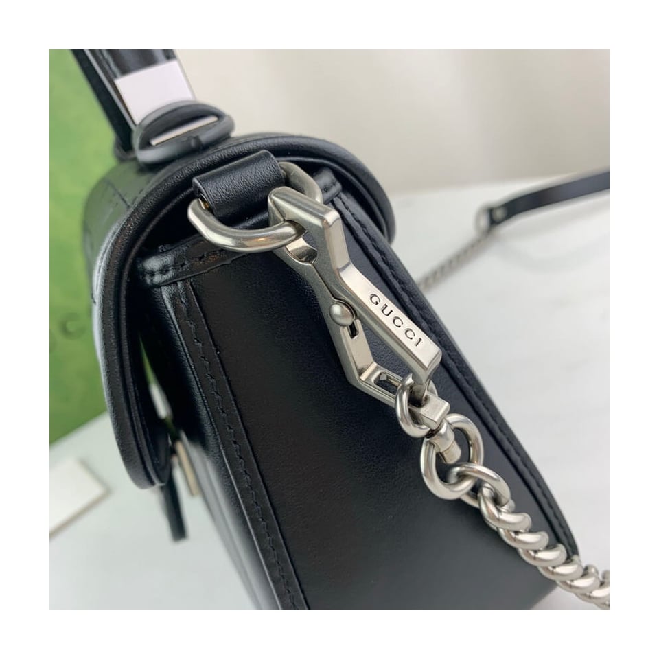 Gucci GG Marmont Black Matelasse Leather Mini Top Handle Bag view 9