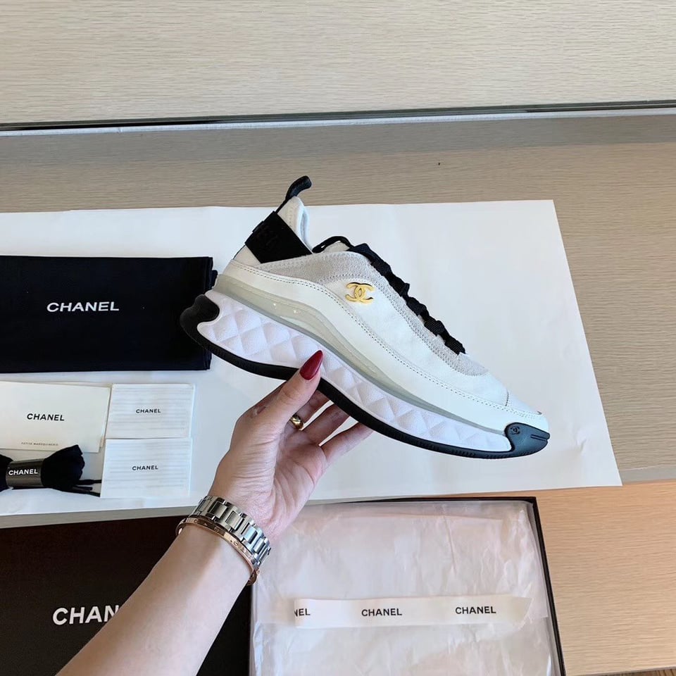 Chanel Velvet Sneakers Ivory And Black G35617 view 3