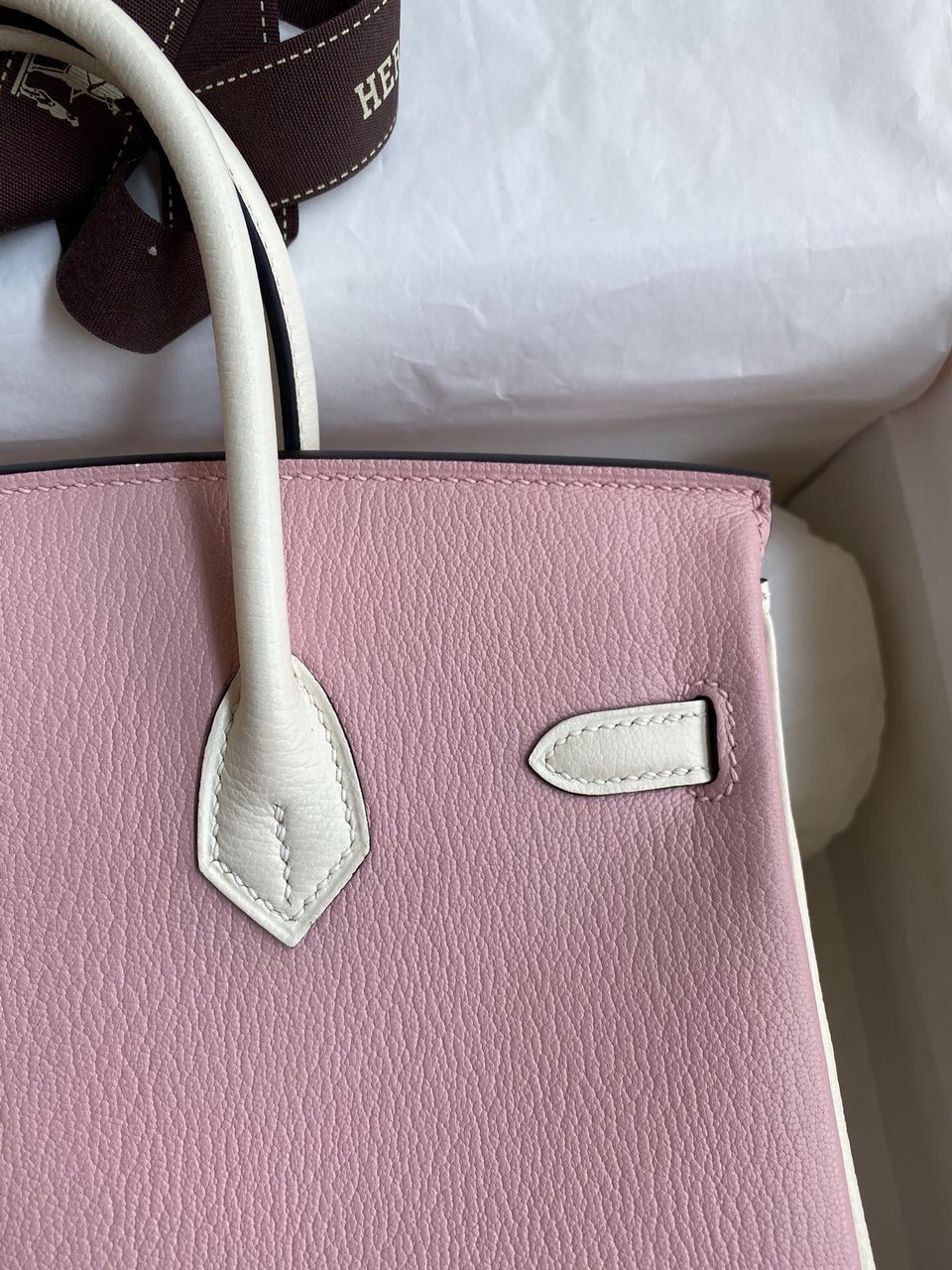Hermes Birkin 25Cm Light Pink Chevero Mysore Leather Gold Hardware view 5