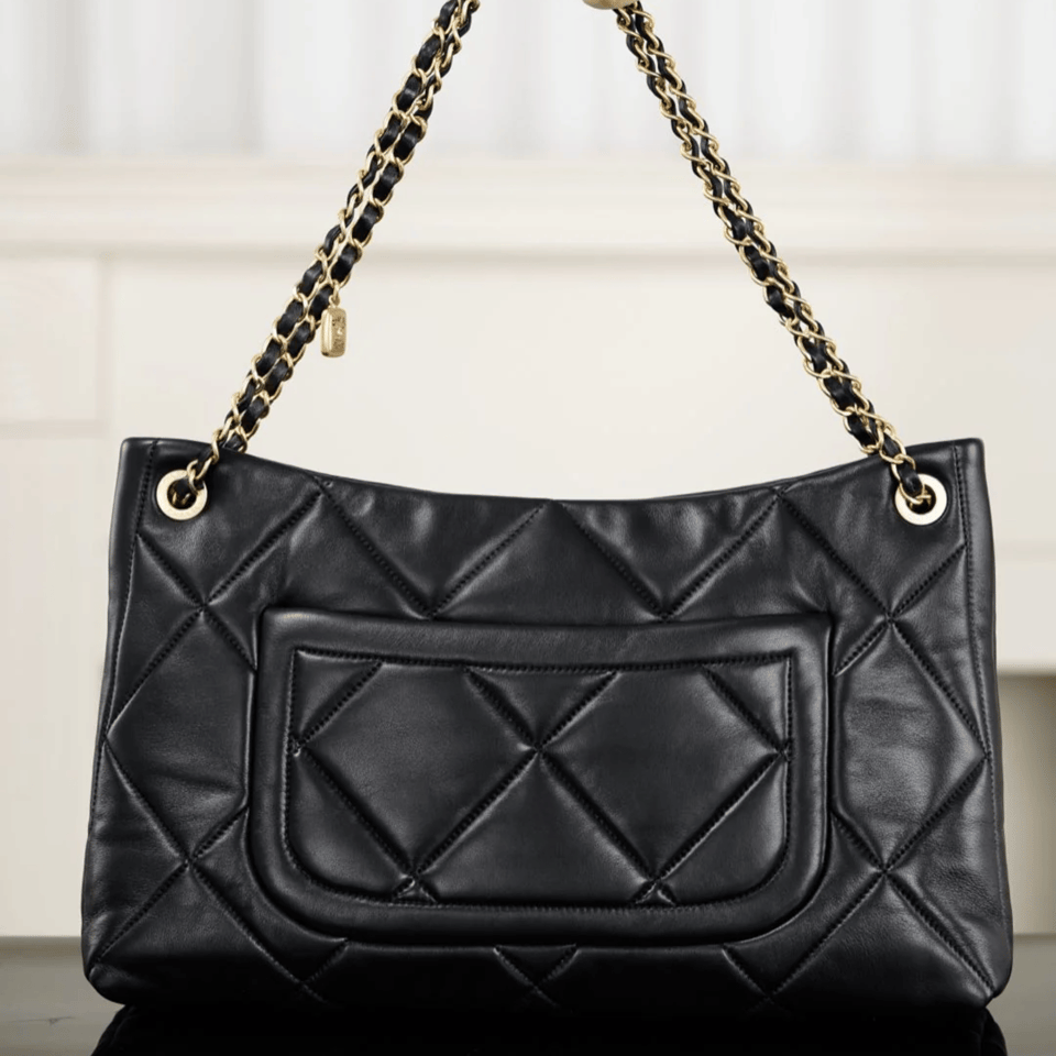 Chanel Hobo Shopping Bag Black – Gold Lambskin 38cm/15in view 10