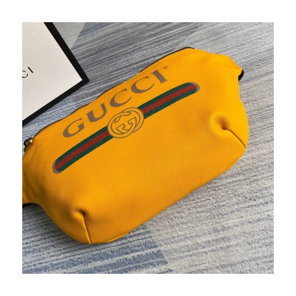 Gucci Print Leather Belt Bag Yellow view 6
