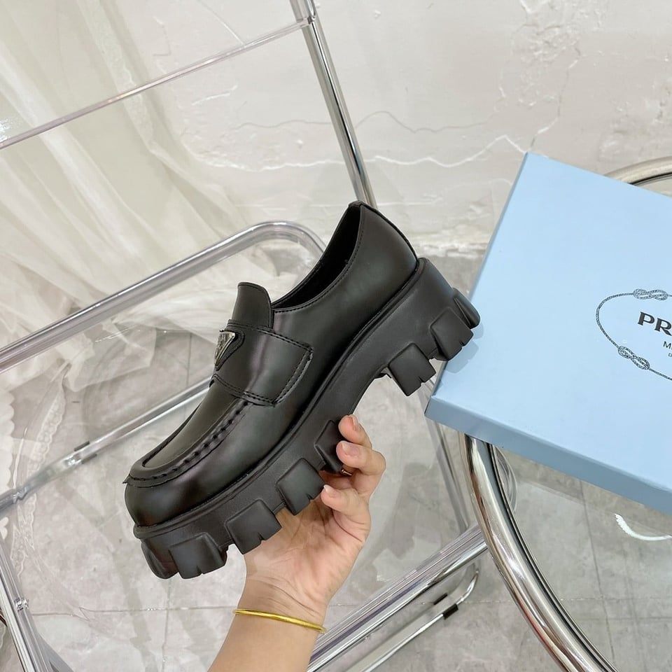 Prada Monolith Brushed Black Leather Loafers 2De129B4Lf0002 view 3