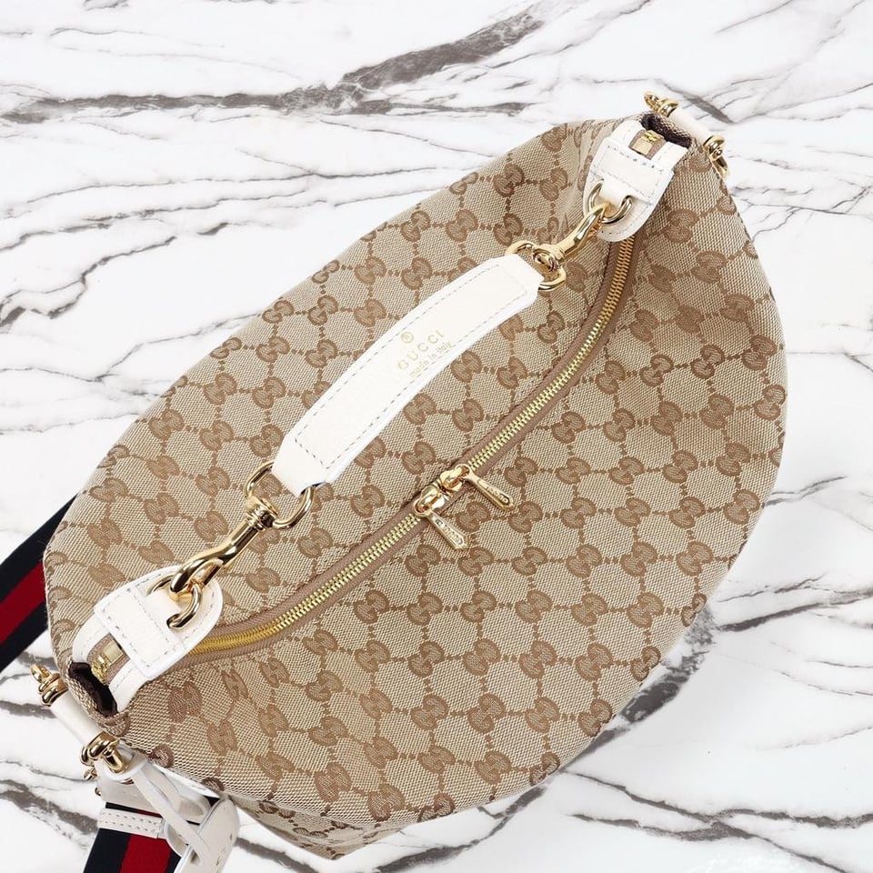 Gucci Brera Medium Crossbody Bag 33cm/13in Sand And Dark Brown GG Canvas A00B4O view 6