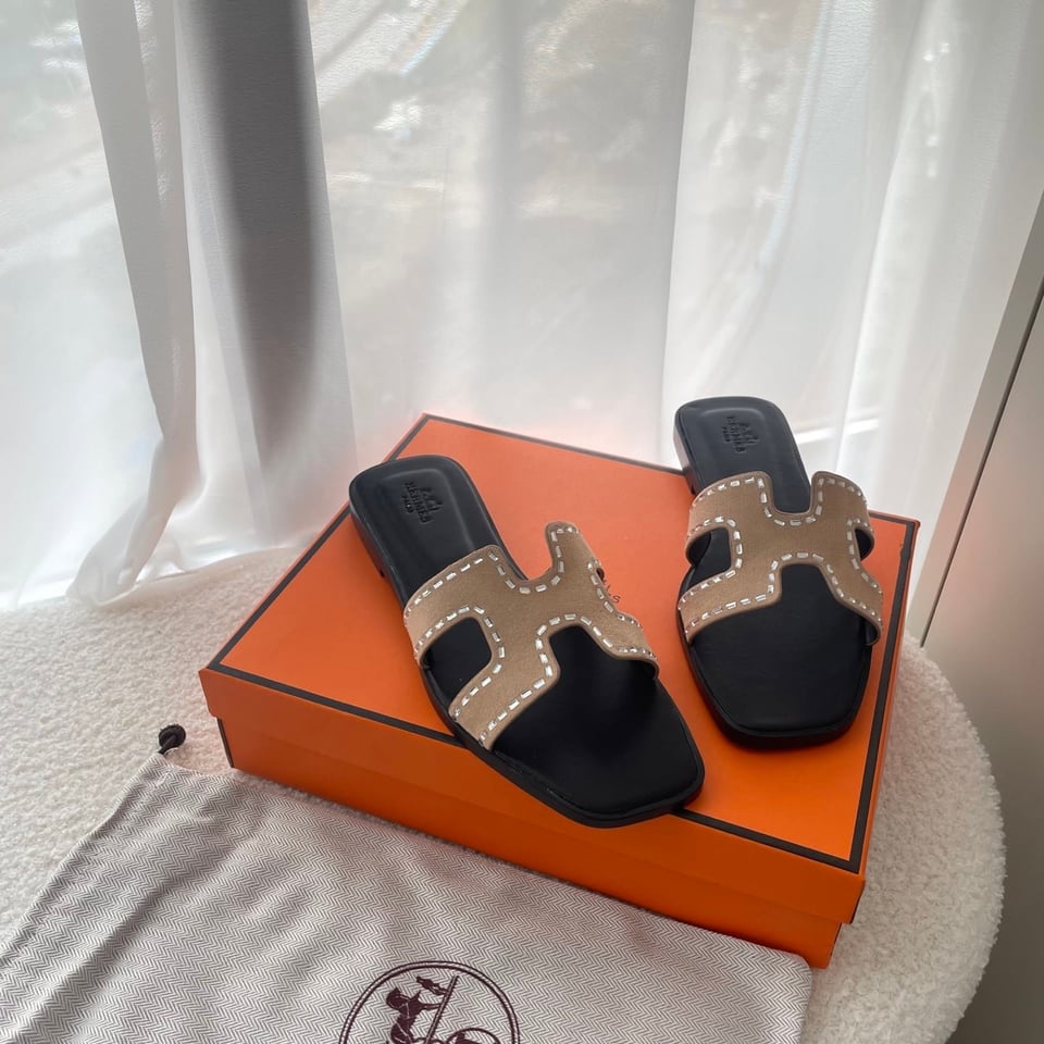 Hermes Oran Sandal Brown And Black view 6