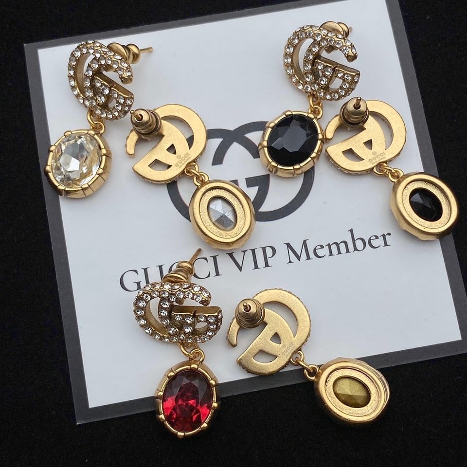 Gucci Gg Crystal Drop Earrings view 3