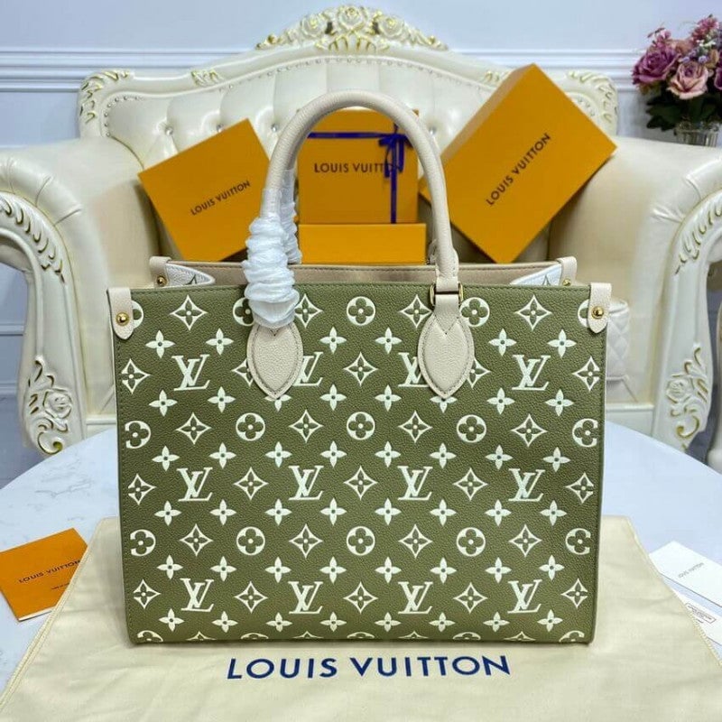 Louis Vuitton Onthego MM Tote Monogram Empreinte ‘Kaki Beige’ 35cm view 7