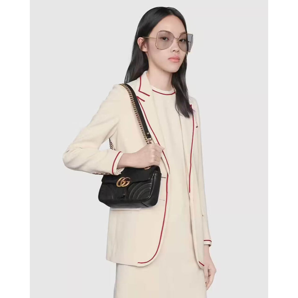 Gucci GG Marmont Matelasse Chevron Leather Mini Bag Black view 4