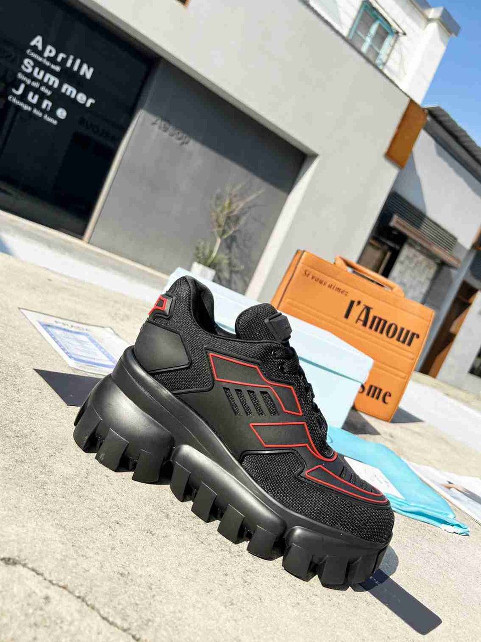 Prada Cloudbust Thunder Sneakers With Black And Red 2Eg2933Lgnf0002 view 4