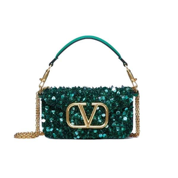 Valentino Garavani Locò Embellished Shoulder Bag Blue 28Cm view 2