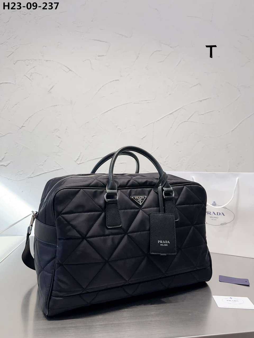 Prada Quilted Re Nylon Travel Bag Black 43Cm view 3