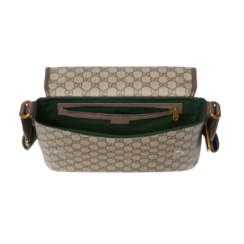 Gucci Ophidia Medium Messenger Bag 29.5cm/11.6in Beige And Dark Brown GG Monogram Coated Fabric 834467 view 5