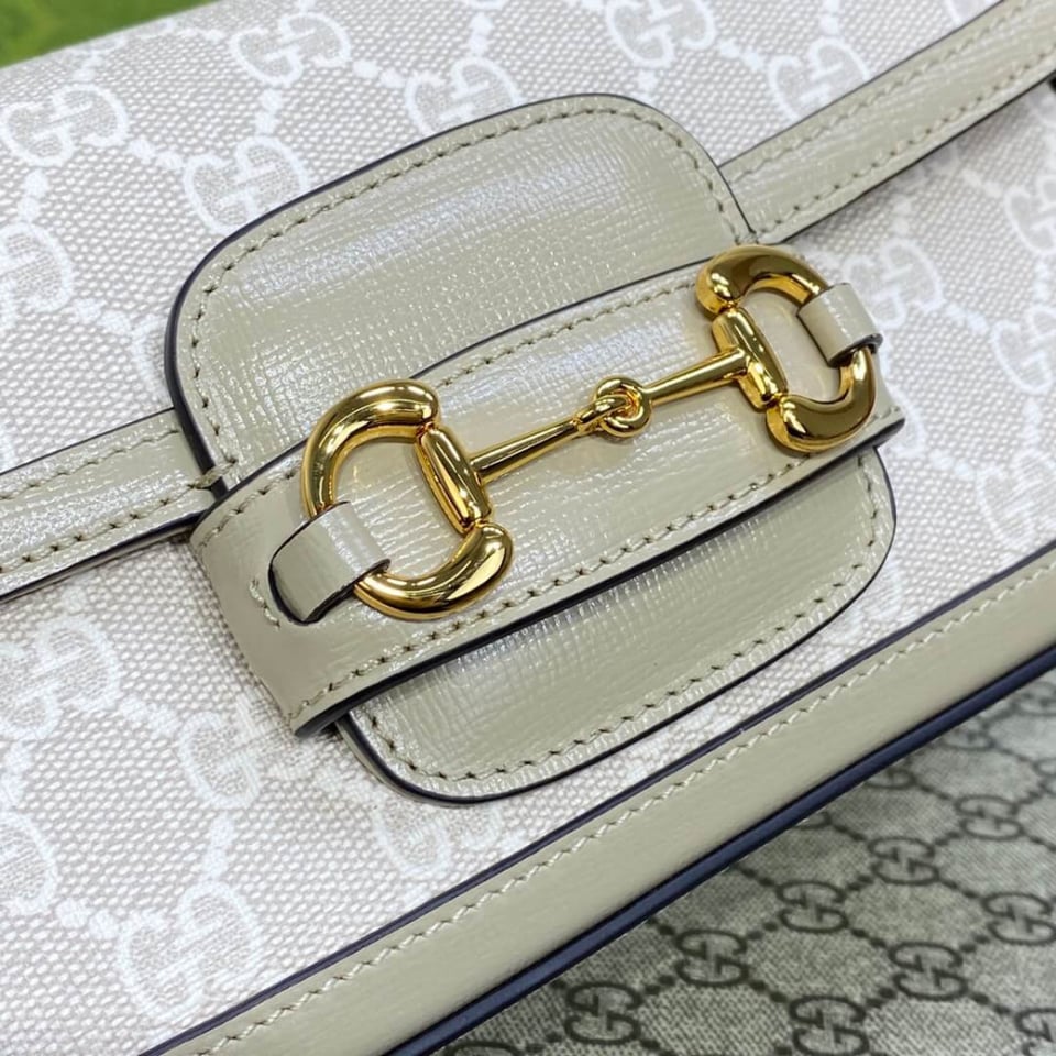 Gucci Horsebit 1955 GG Supreme Canvas Should Bag Oatmeal view 11