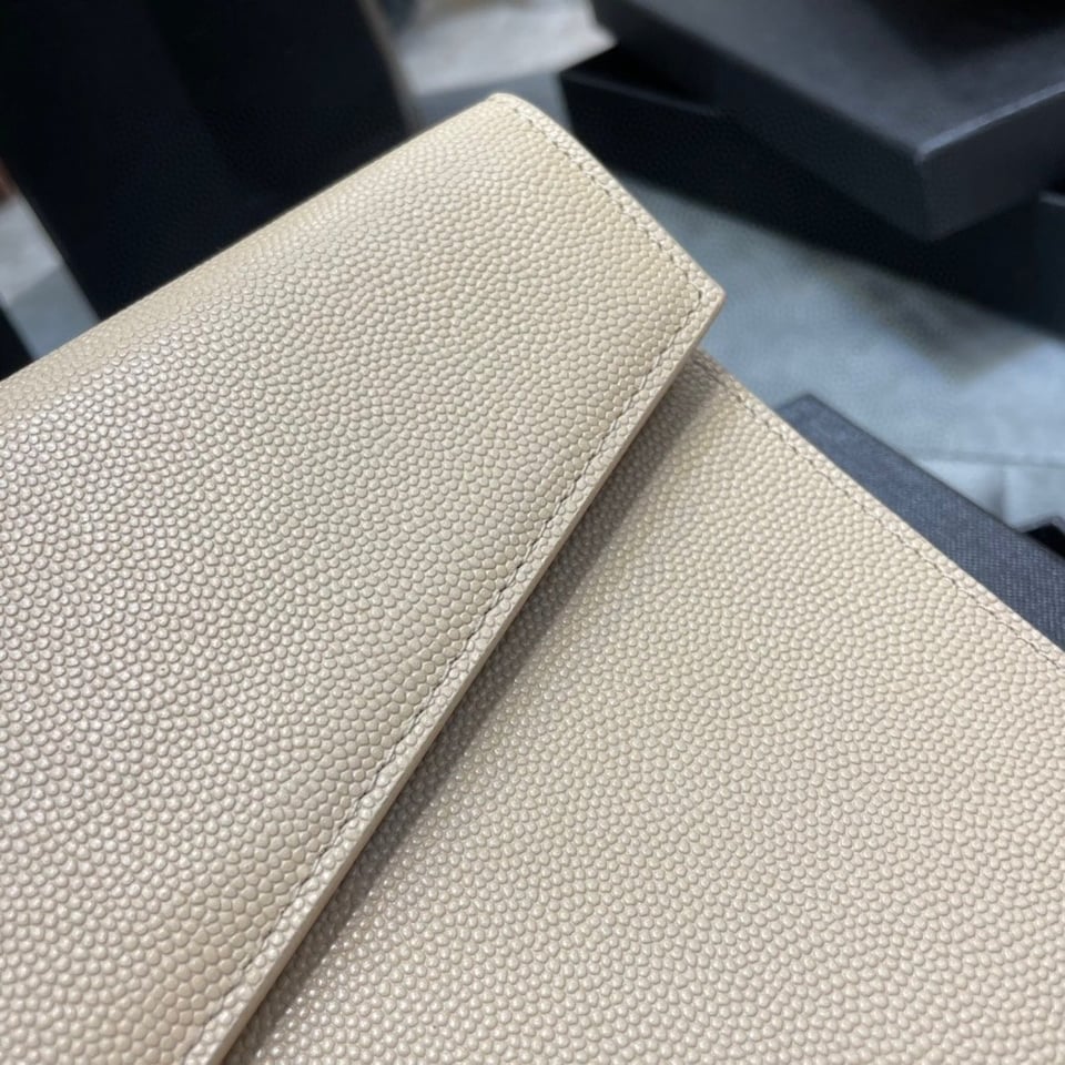Saint Laurent Uptown Pouch In Grain De Poudre Embossed Leather Blanc Vintage view 8
