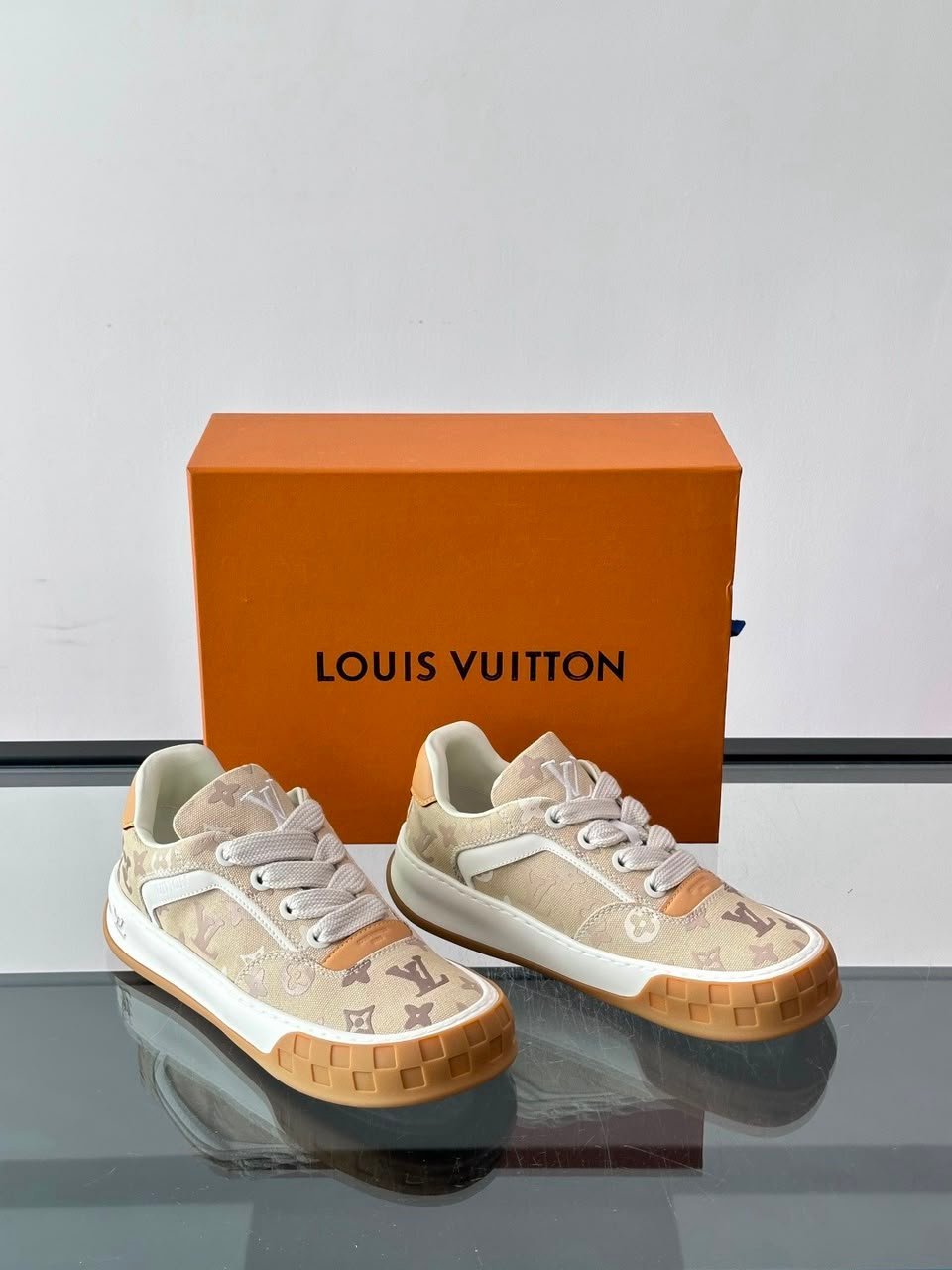 Louis Vuitton Tilted Sneakers Beige Monogram Surplus Canvas 1AK81L view 7