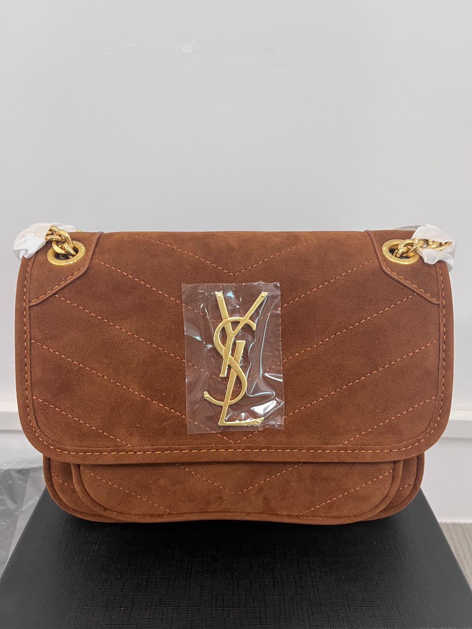 Saint Laurent Niki Baby Chain Bag In Suede Brown 6237483 view 3
